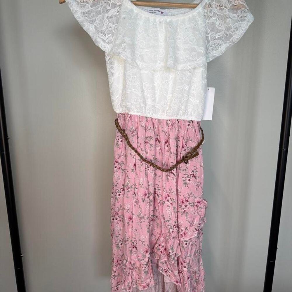 NEW! Knit Works Pink Floral Midi Dress For Girls Size 7